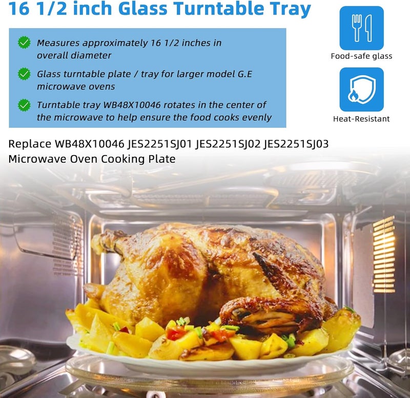 Fetechmate 16.5" Microwave Glass Plate Compatible with Pana.sonic G.E Microwaves WB48X10046 Turntable Plate Replace F06014M00AP WB48X29704 5304519348 WPW10510836 Fit for Frigi-daire Whi-rlpool by - Image 5