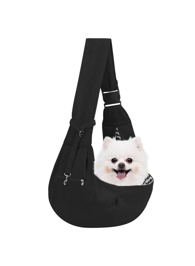 Riuja Adjustable Dog Carrier Sling - Hand-Free Dog Carriers for Small Dogs and Cats, Puppy Sling Carrier with Zipper Purse Pocket, Travel Safety Harness, Puppy Essentials(Black) - Image 1