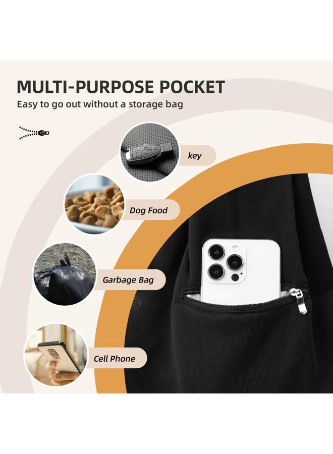 Riuja Adjustable Dog Carrier Sling - Hand-Free Dog Carriers for Small Dogs and Cats, Puppy Sling Carrier with Zipper Purse Pocket, Travel Safety Harness, Puppy Essentials(Black) - Image 2