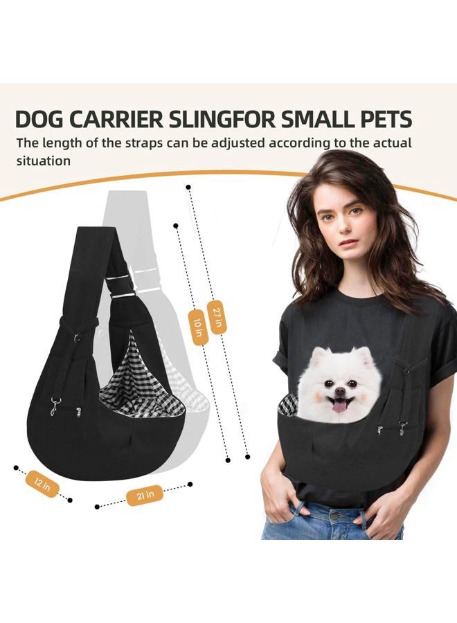 Riuja Adjustable Dog Carrier Sling - Hand-Free Dog Carriers for Small Dogs and Cats, Puppy Sling Carrier with Zipper Purse Pocket, Travel Safety Harness, Puppy Essentials(Black) - Image 3