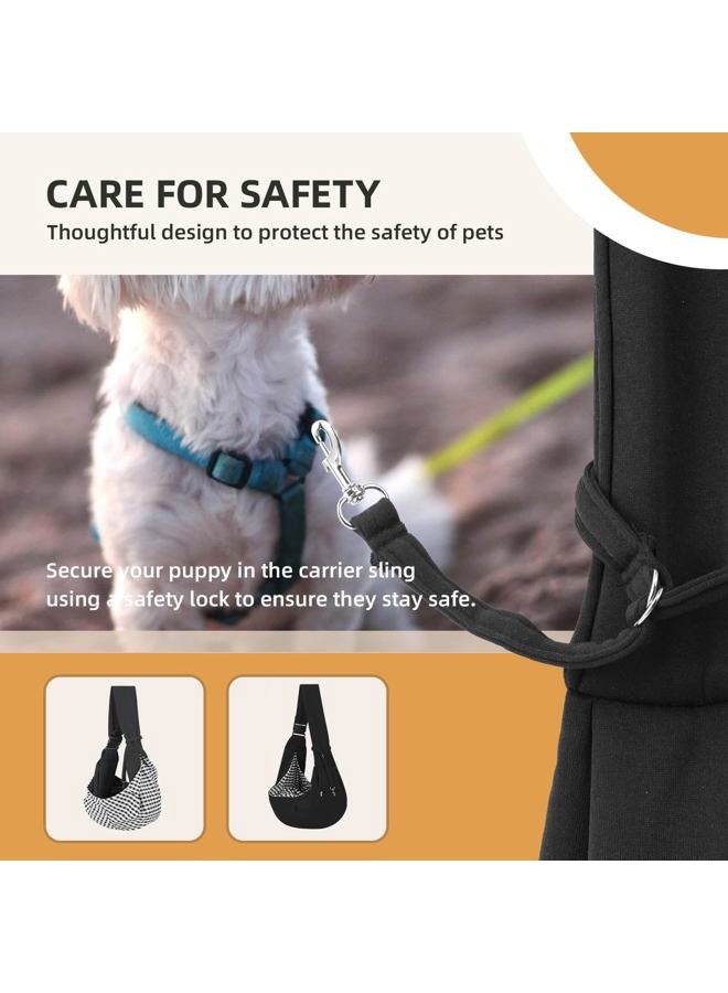 Riuja Adjustable Dog Carrier Sling - Hand-Free Dog Carriers for Small Dogs and Cats, Puppy Sling Carrier with Zipper Purse Pocket, Travel Safety Harness, Puppy Essentials(Black) - Image 5