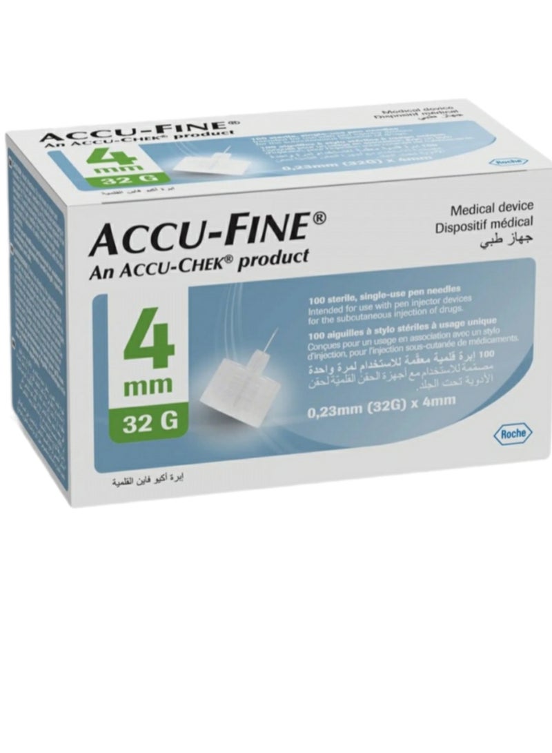 ACCU-CHEK Accu-Fine Insulin  Pen Needles 4Mm 32G 100 Pcs - Image 1