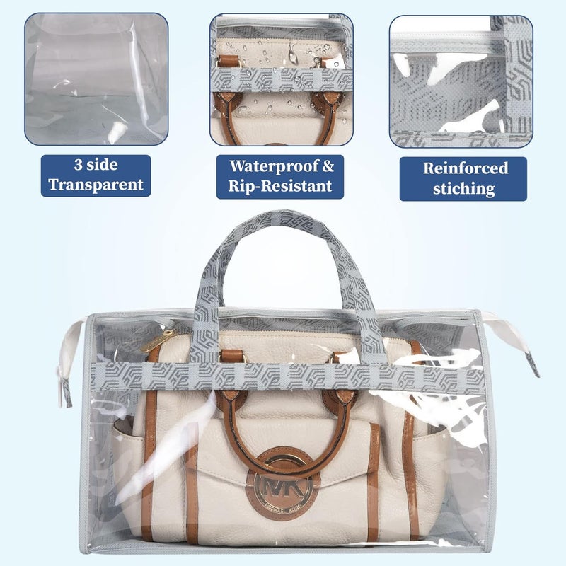 HomeStrap Set Of 3Pvc Transparent Bags For Handbag Storage For WardrobeDustproofMoistureproofPolyvinyl_ChlorideGrey - Image 4