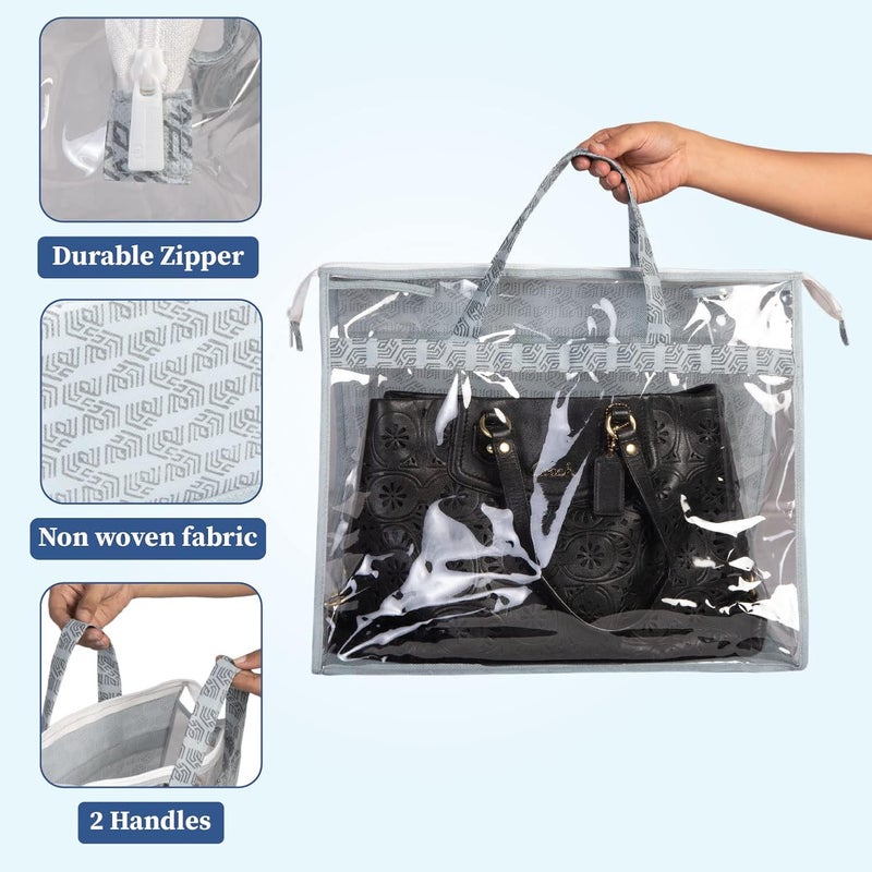 HomeStrap Set Of 3Pvc Transparent Bags For Handbag Storage For WardrobeDustproofMoistureproofPolyvinyl_ChlorideGrey - Image 3