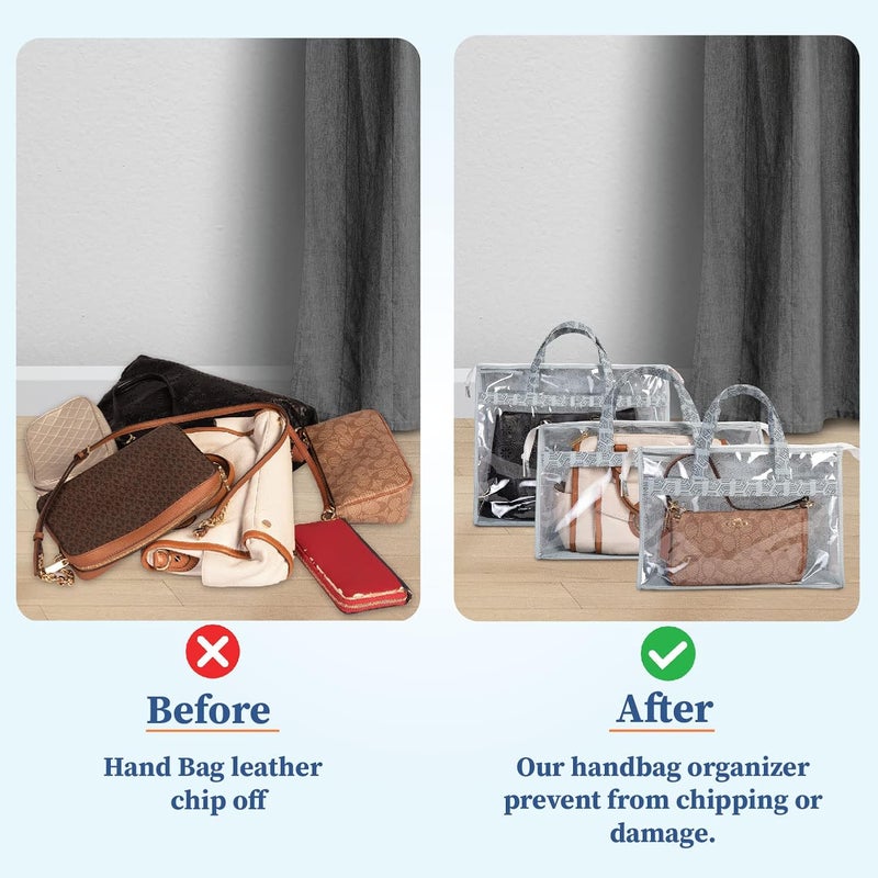 HomeStrap Set Of 3Pvc Transparent Bags For Handbag Storage For WardrobeDustproofMoistureproofPolyvinyl_ChlorideGrey - Image 5