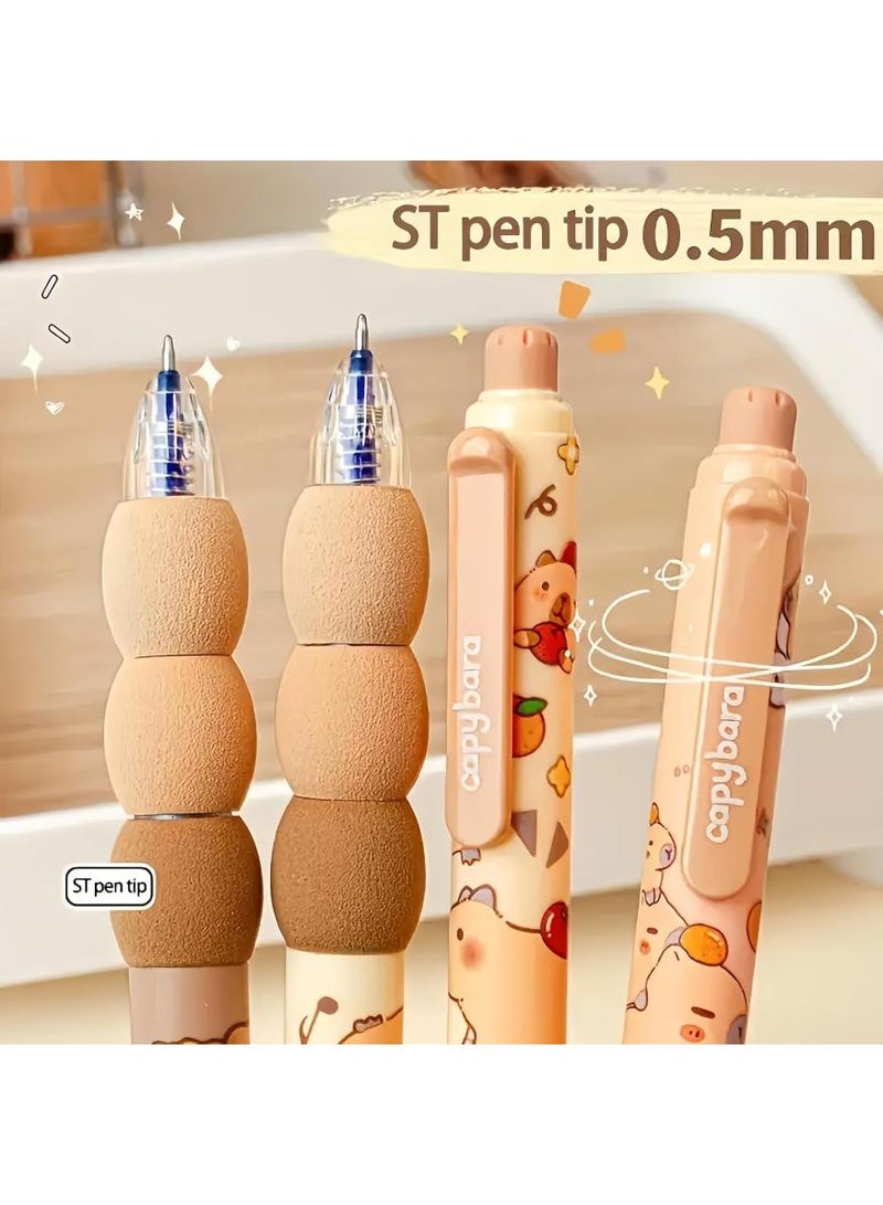 capybara Erasable Gel Pens,Blue Ink Color, Quick-Drying Neutral Pen, 0.5mm Anti Slip Rub Out, Erasable Ballpoint Pens Set (4Pcs) - Image 3