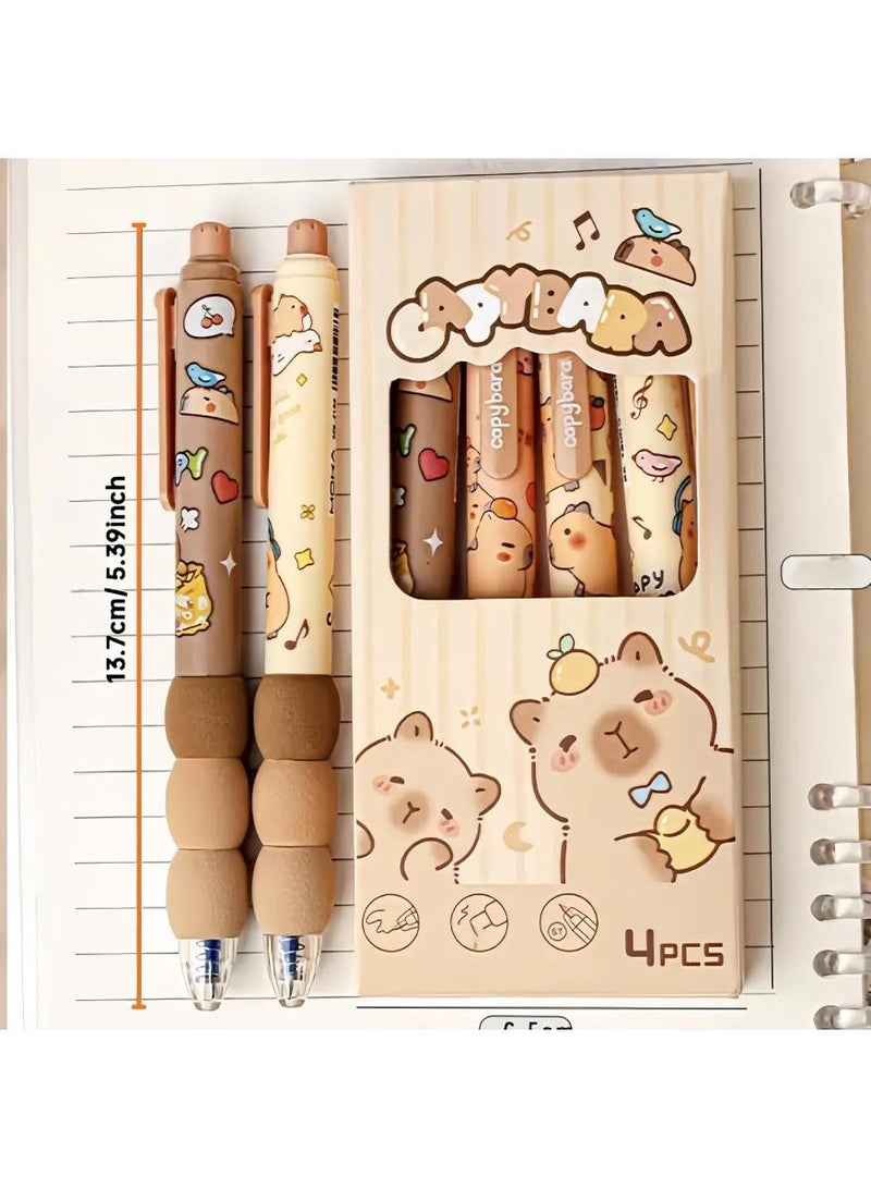 capybara Erasable Gel Pens,Blue Ink Color, Quick-Drying Neutral Pen, 0.5mm Anti Slip Rub Out, Erasable Ballpoint Pens Set (4Pcs) - Image 2