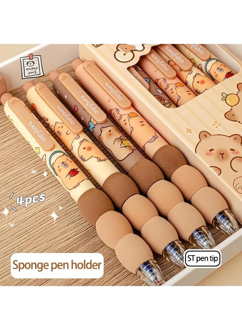 capybara Erasable Gel Pens,Blue Ink Color, Quick-Drying Neutral Pen, 0.5mm Anti Slip Rub Out, Erasable Ballpoint Pens Set (4Pcs) - Image 5