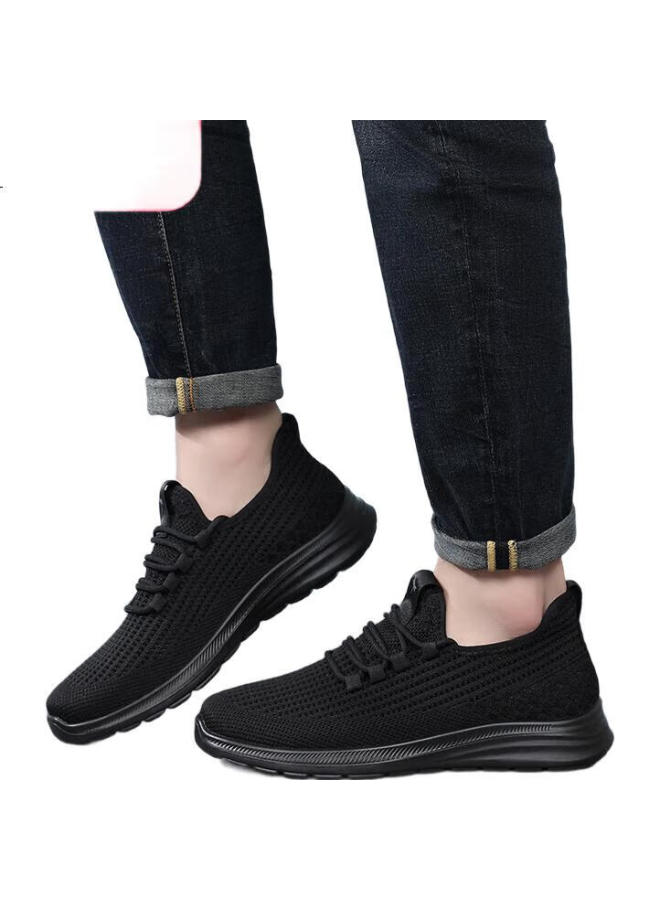 Red Dragonfly Men'S Flyknit Mesh Shoes Men'S Breathable Soft Bottom Wear-Resistant Lace-Up Walking Casual Shoes Men Wxa150181 Black 41 - Image 1