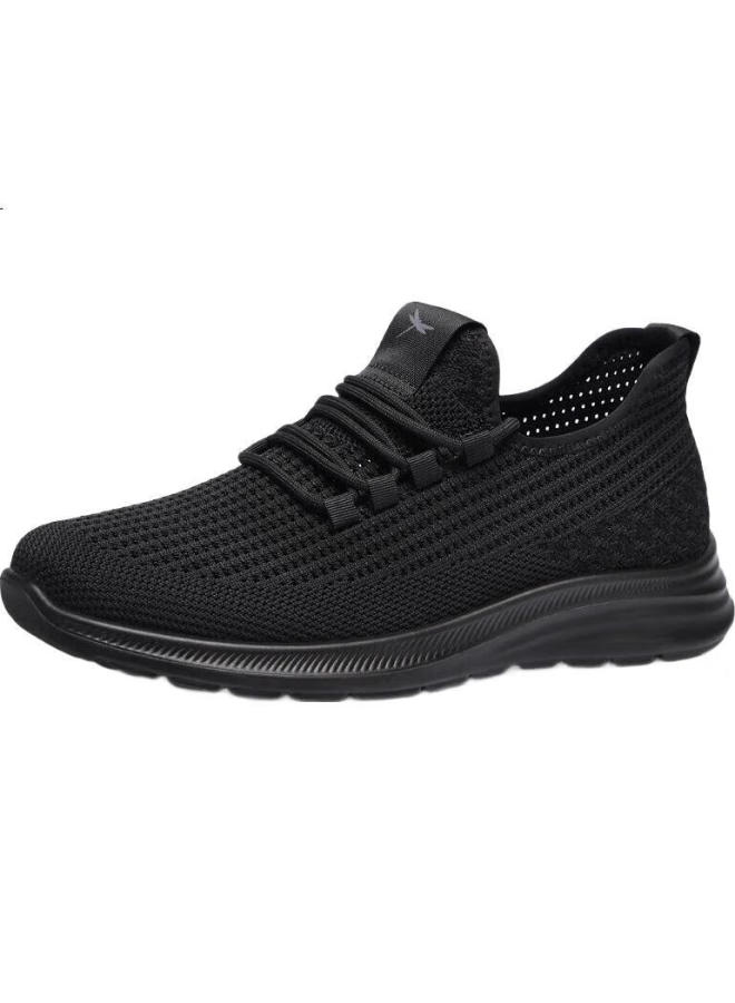 Red Dragonfly Men'S Flyknit Mesh Shoes Men'S Breathable Soft Bottom Wear-Resistant Lace-Up Walking Casual Shoes Men Wxa150181 Black 41 - Image 2