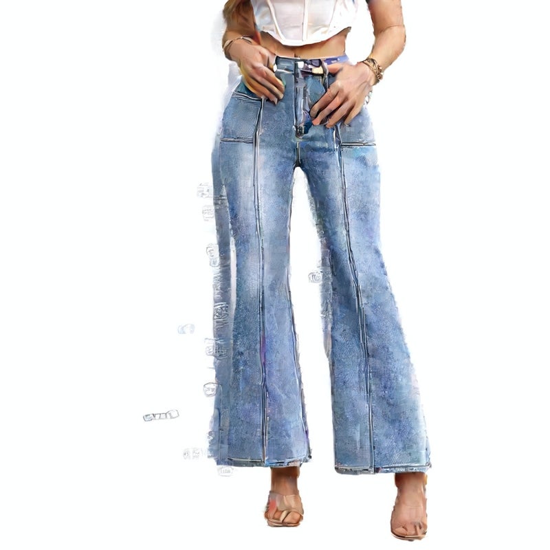 Women's Stretch Slim Flare Denim Pants - Image 5