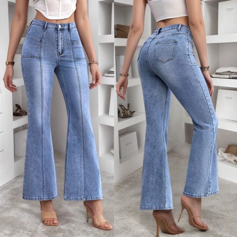 Women's Stretch Slim Flare Denim Pants - Image 1