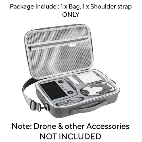 GetZget Nylon Carrying Case Bag For Dji Mini 4 Pro & Accessories - Compact Travel Protection Case (Grey) - Image 2
