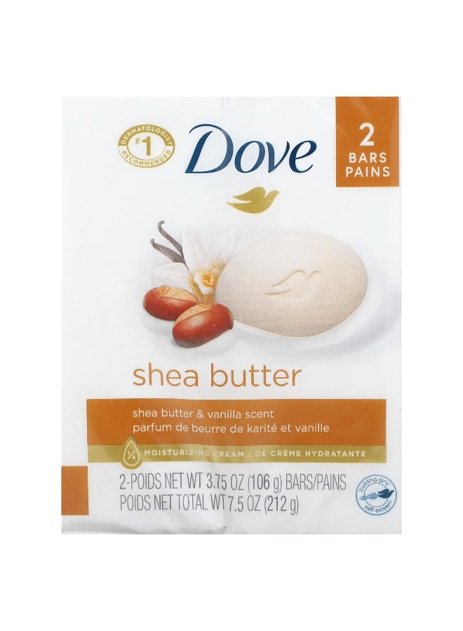 Dove, Beauty Bar Soap, Shea Butter &  Vanilla, 2 Bars, 3.75 oz (106 g) Each - Image 2
