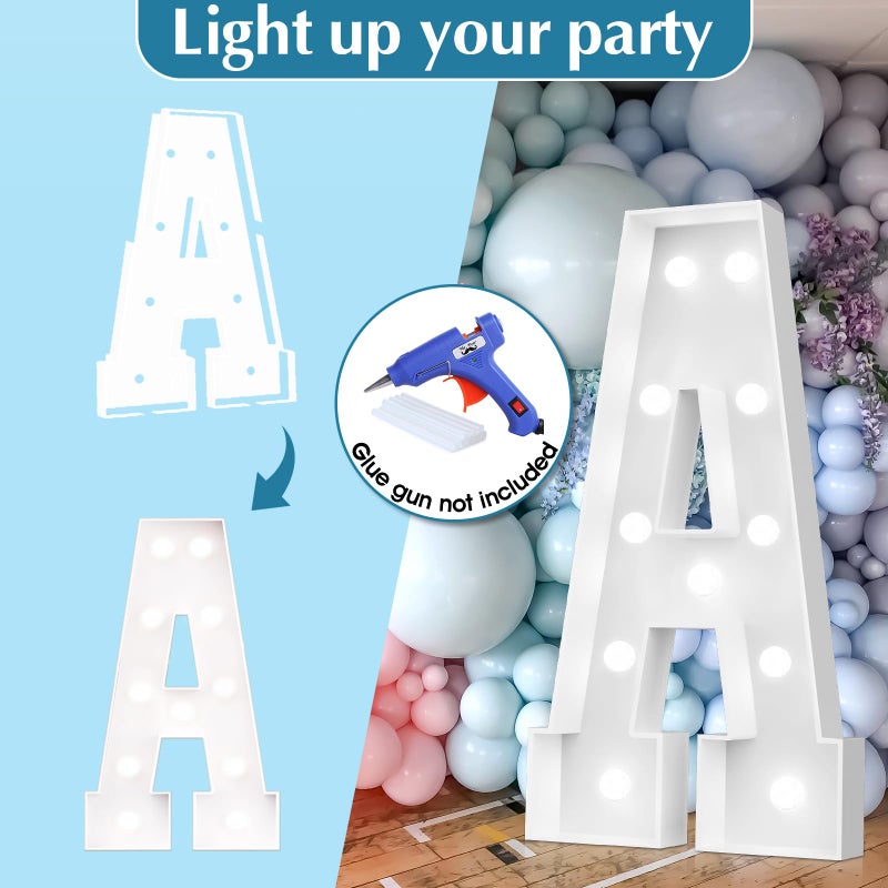 Ledido 4FT Marquee Light Up Letters A, Easy to Assemble Cool White Marquee Letters 4 Feet Tall for Indoor & Outdoor Events, Large Lighted Letter for Birthday Graduation Baby Shower Party Decorations - Image 4