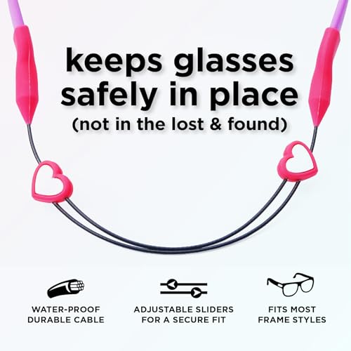 Pilotfish Basics Glasses Strap, No Tail Eyeglass Holder Adjustable Kids Glasses Strap, Anti Slip Sports Glasses Holder Ultra Comfort Sunglasses Eyeglasses Strap for Boys and Girls (Heart, 12 Inch) - Image 2