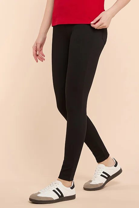 أر أند بي Solid Jeggings with Elastic Waist