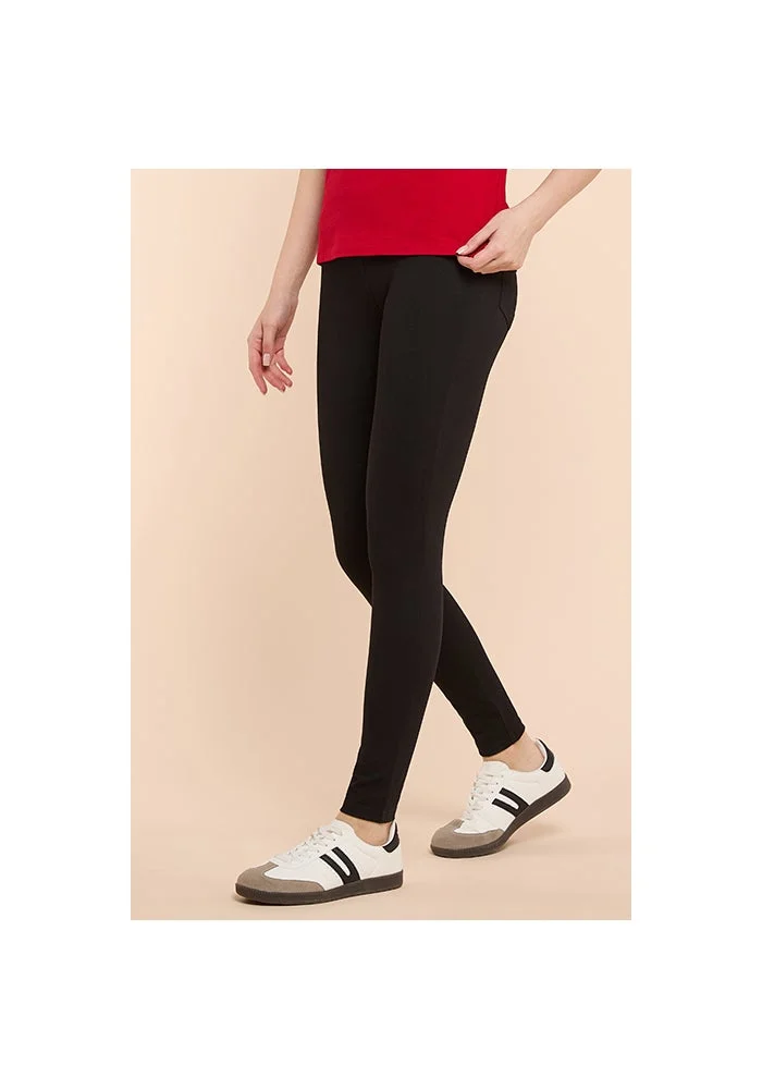 أر أند بي Solid Jeggings with Elastic Waist