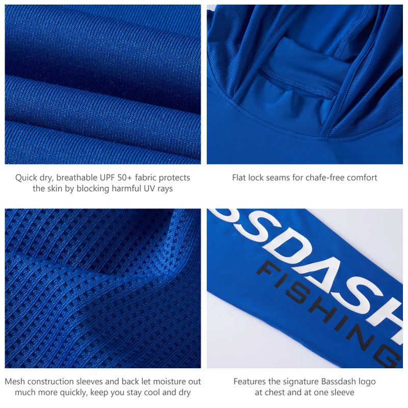 BASSDASH UPF 50+ Men’s UV Sun Protection Long Sleeve Performance Fishing Hoodie Hooded Shirts - Image 5