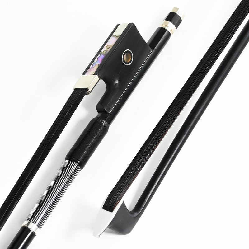 VINGOBOW Carbon Fiber Violin Bow 4/4 Size VINGOBOW 100VB 74.5 cm Full 4 4 for Advanced Student Straight Parisian Eyes Ebony Frog Unbleached Mongolian Black Horse Hair Powerful and Wild Tone Smooth Screw - Image 5