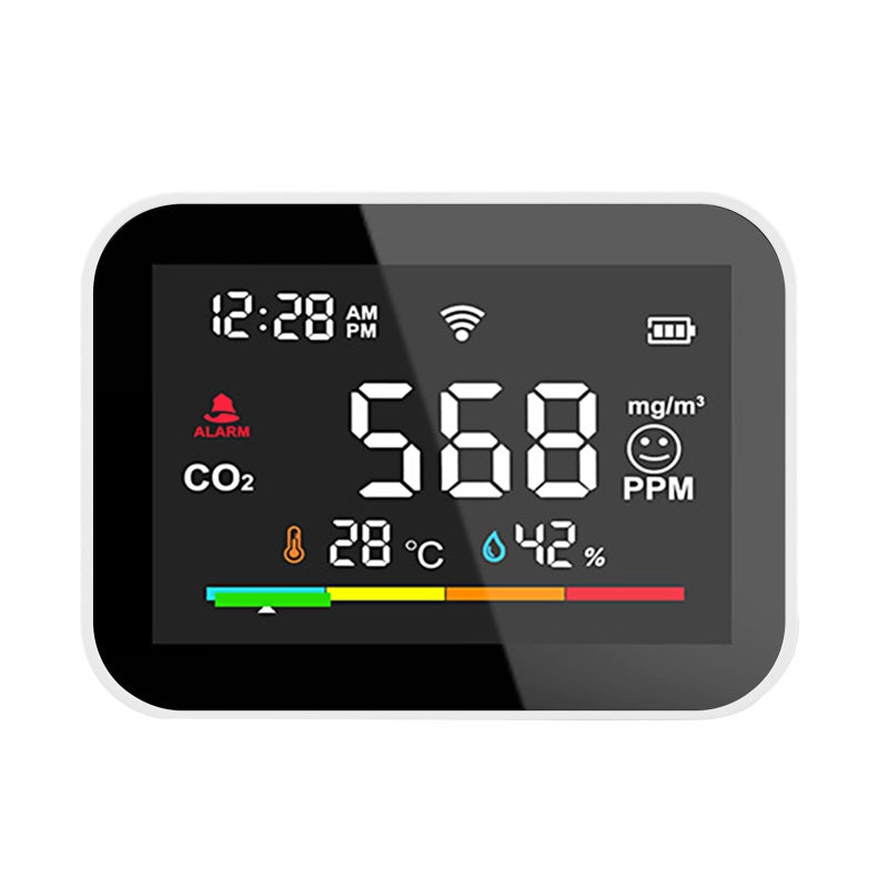 CO2 Detector 2.8-Inch Large Screen Accurate Measurement WiFi Environmental Sensor - Real-Time Monitoring Portable Device for Indoor Home Office Monitoring - Image 1