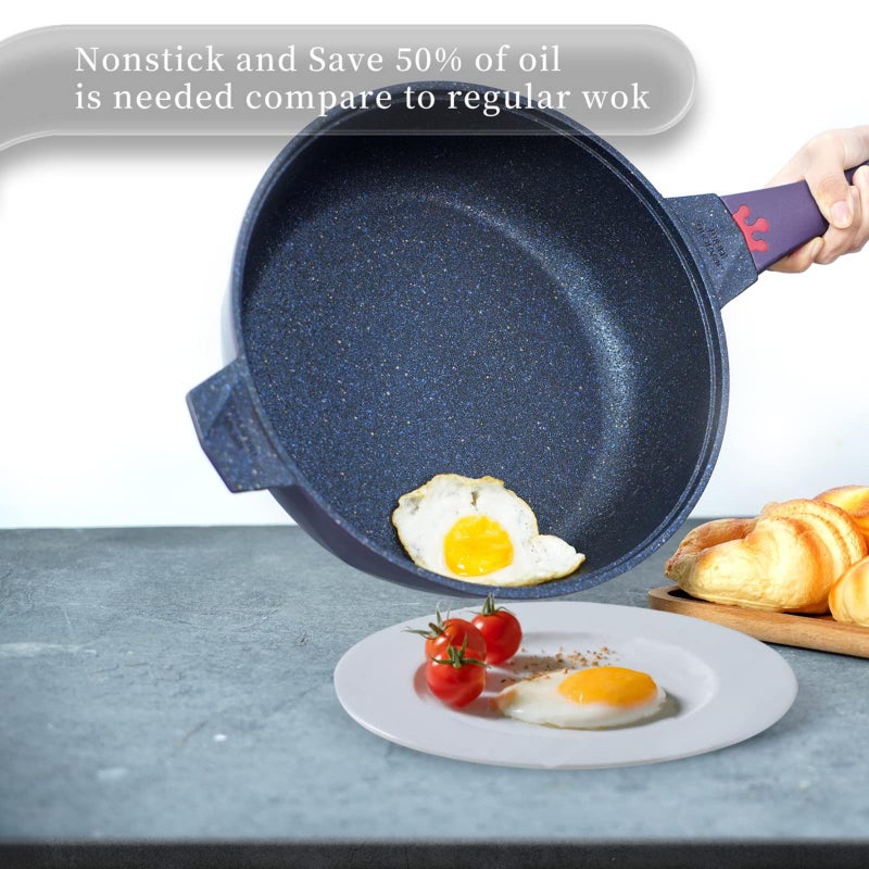 TIBORANG 8 in 1 Multipurpose 11 Inch 5 Qt Frying Pans Nonstick with Lid,Steamed Grid,PFOA-Free,Dishwasher&Oven Safe,Works with All Stovetops (Purple) - Image 4