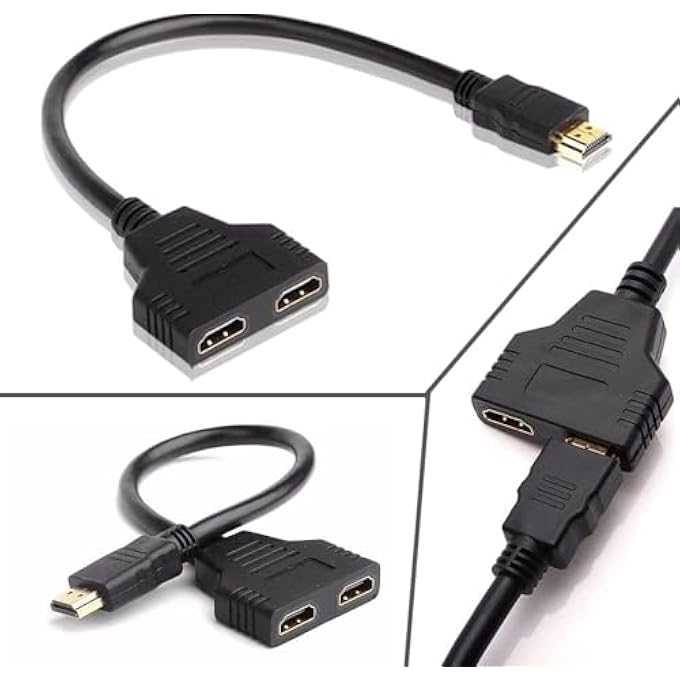 rayihni HDMI SPLITTER 1 IN 2 OUT CABLE, SPLITTER CABLE ADAPTER, 1080P HDMI MALE TO DUAL FEMALE 1 TO 2 WAY DISTRIBUTOR CONVERTER FOR CABLE FOR HDTV HD, LED,LCD MONITOR AND PROJECTORS, SUPPORT TWO TVS AT THE SA - Image 3