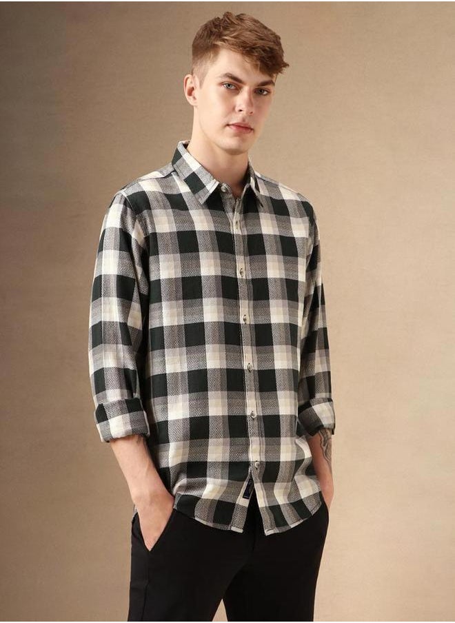 Dennis Lingo Checked Buffalo Checks Relaxed Fit Cotton Casual Shirt by Styli  - Image 3