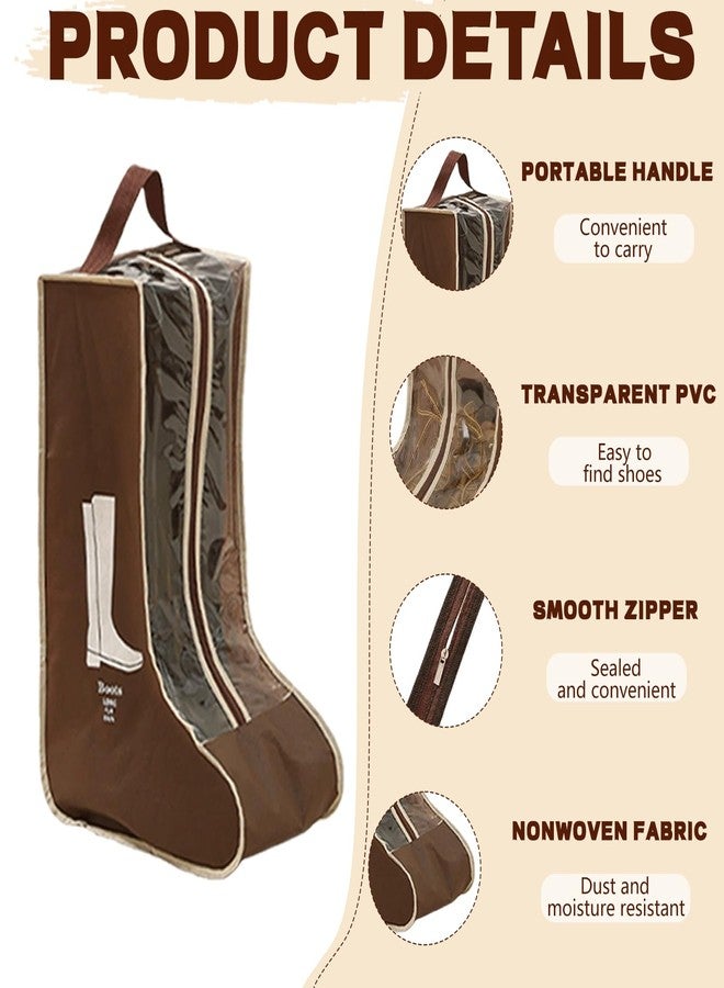 NUOLUTH Boot Bags For Cowboy Boots,Boot Bags For Travel,Dustproof Hanging Organizer for Cowboy Boots And Short boots, Portable Travel Shoe Protector for Garage And closet Coffee color 4PCS(2 Tall+2 Short) - Image 5