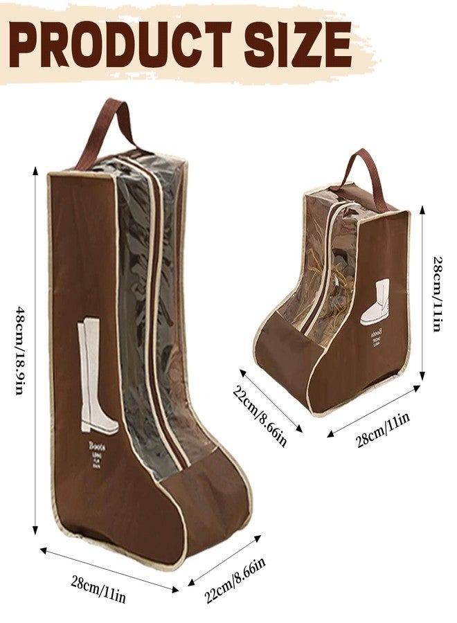 NUOLUTH Boot Bags For Cowboy Boots,Boot Bags For Travel,Dustproof Hanging Organizer for Cowboy Boots And Short boots, Portable Travel Shoe Protector for Garage And closet Coffee color 4PCS(2 Tall+2 Short) - Image 2