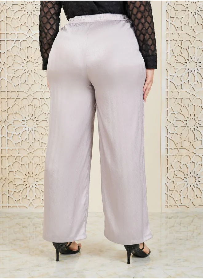 ستايلي Jacquard Print Wide Leg Pants