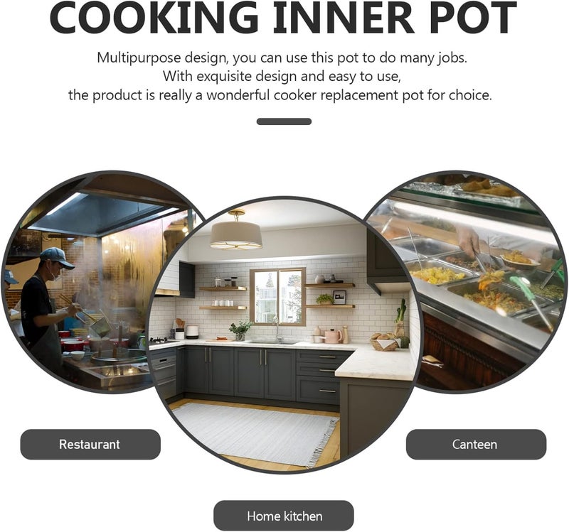 woobles Rice Cooker Stainless Steel Inner Pot Cooker Inner Pot Large Capacity Rice Cooker Pot Round Cake Baking Pot Multi-use Rice Pot Rice for Home Stainless Steel Cookware Silver 23X23X10CM - Image 4