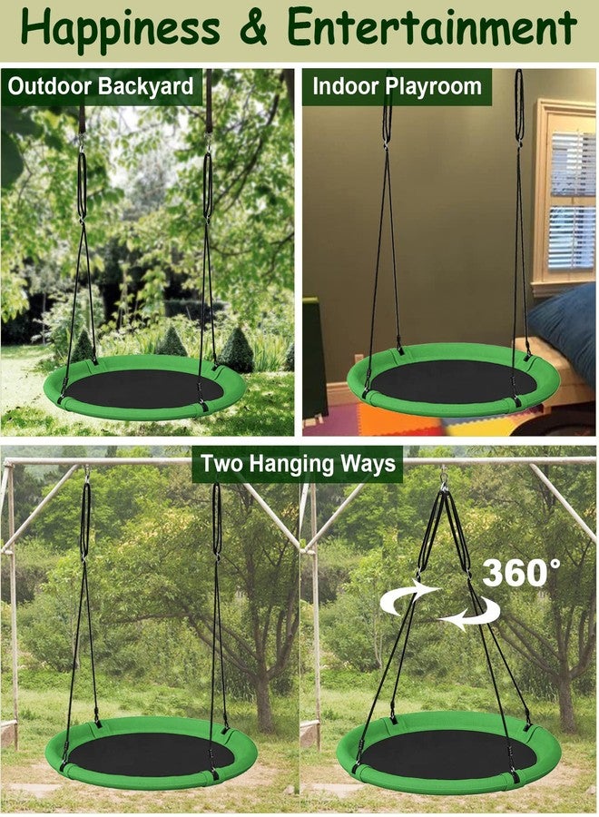 Mokeyder 40 Inch Saucer Tree Swing Set for Kids & Adults, Adjustable Swing Sets for Backyard or Outdoor Playground, Green & Black, 1 Pack - Image 5