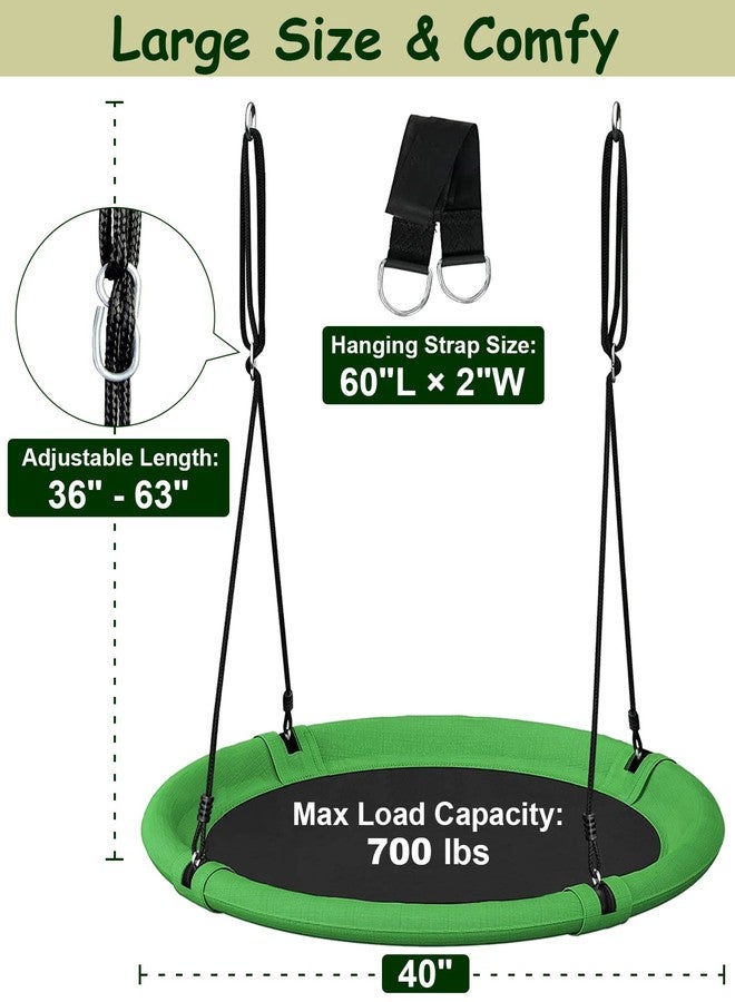 Mokeyder 40 Inch Saucer Tree Swing Set for Kids & Adults, Adjustable Swing Sets for Backyard or Outdoor Playground, Green & Black, 1 Pack - Image 4