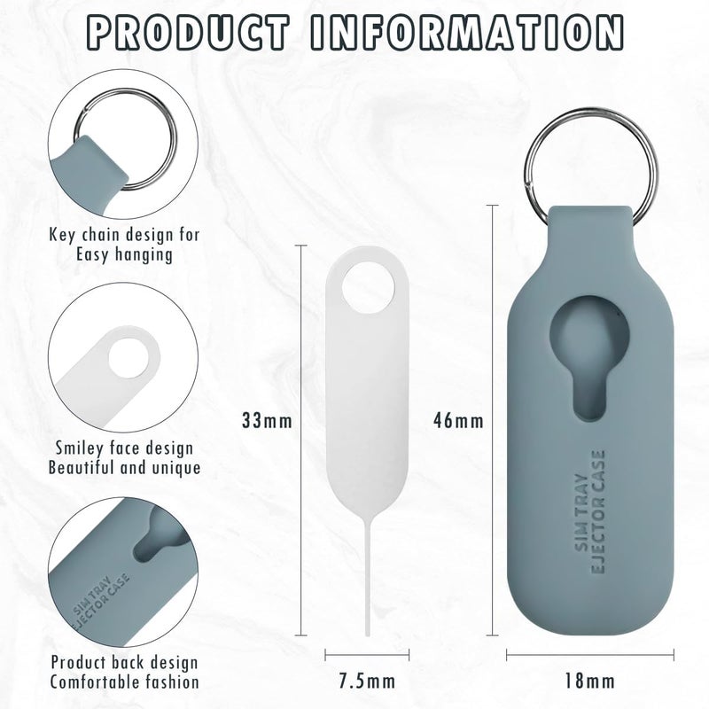 OneNine SIM Card Removal Tool, 10pcs Sim Card Tray Pin Eject Removal Tools Needles Opener with SIM Tray Ejector Case Protector & Keychain Charm for iPhone, for Samsung & Other Smart Phones (Grey) - Image 5