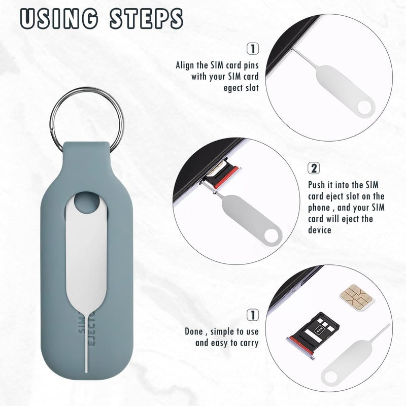 OneNine SIM Card Removal Tool, 10pcs Sim Card Tray Pin Eject Removal Tools Needles Opener with SIM Tray Ejector Case Protector & Keychain Charm for iPhone, for Samsung & Other Smart Phones (Grey) - Image 3