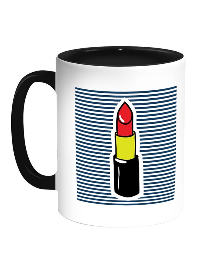 RYN Red Lipstick Rouge Printed Coffee Mug White/Black 11ounce