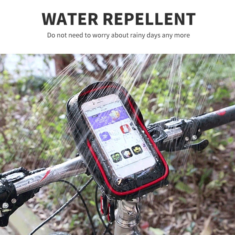 wheel up Bike Handlebar Bag: Black TPU Sensitive Touchscreen Pouch - Tear Water Repellent Shell Roomy Storage for Cycling Trips - Image 2