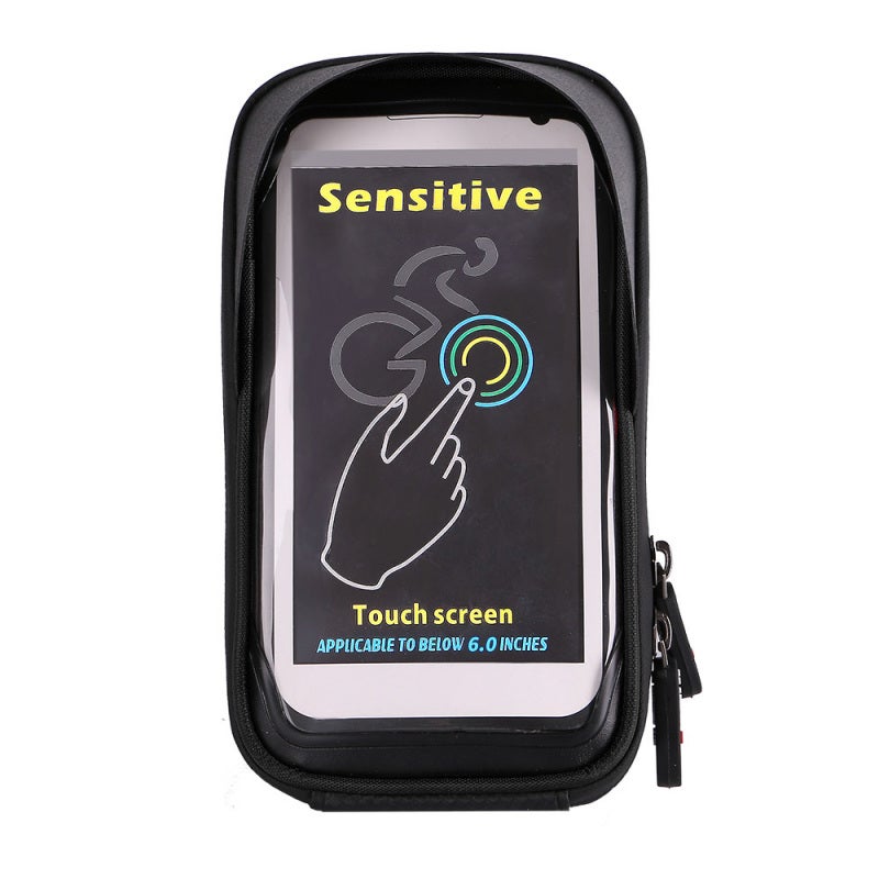 wheel up Bike Handlebar Bag: Black TPU Sensitive Touchscreen Pouch - Tear Water Repellent Shell Roomy Storage for Cycling Trips - Image 3