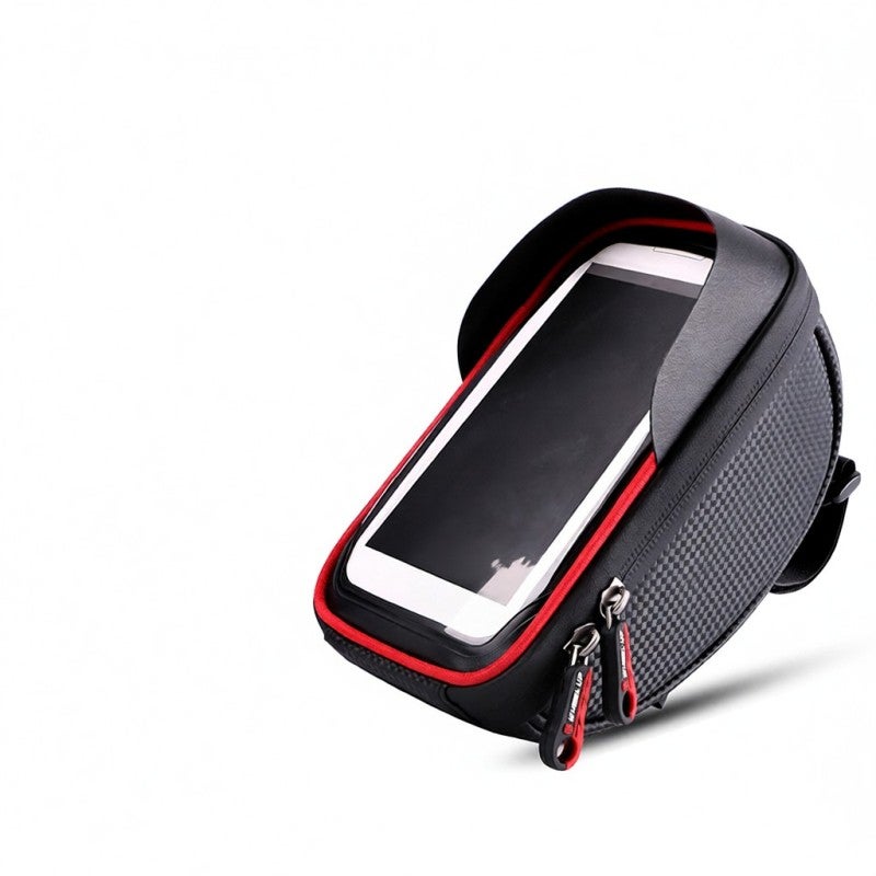 wheel up Bike Handlebar Bag: Black TPU Sensitive Touchscreen Pouch - Tear Water Repellent Shell Roomy Storage for Cycling Trips - Image 4