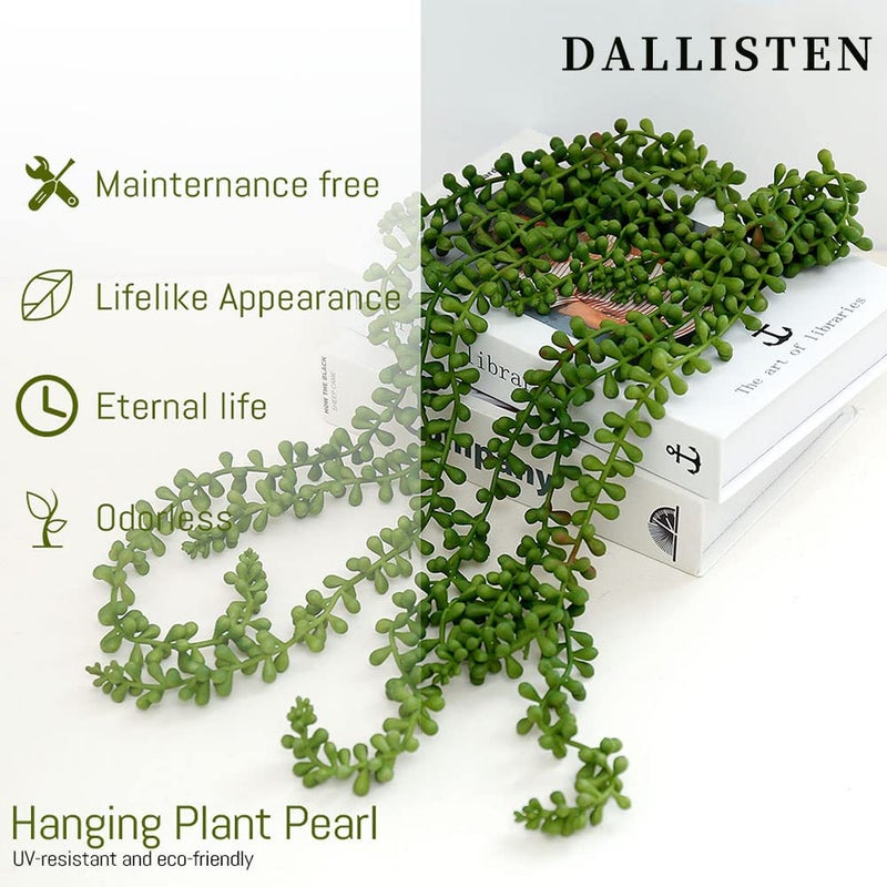 dallisten 6 Pcs Artificial Succulents Hanging Plants, Fake String of Pearls Greenery Plants, Decoration for Wall, Home, Backdrop, Garden, Indoor and Outdoor - Image 3