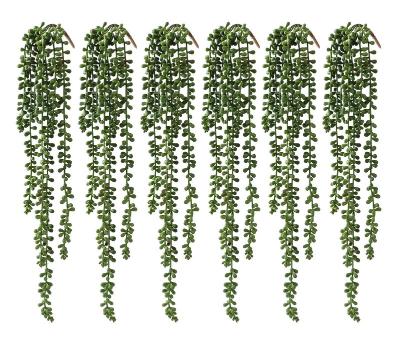 dallisten 6 Pcs Artificial Succulents Hanging Plants, Fake String of Pearls Greenery Plants, Decoration for Wall, Home, Backdrop, Garden, Indoor and Outdoor - Image 1