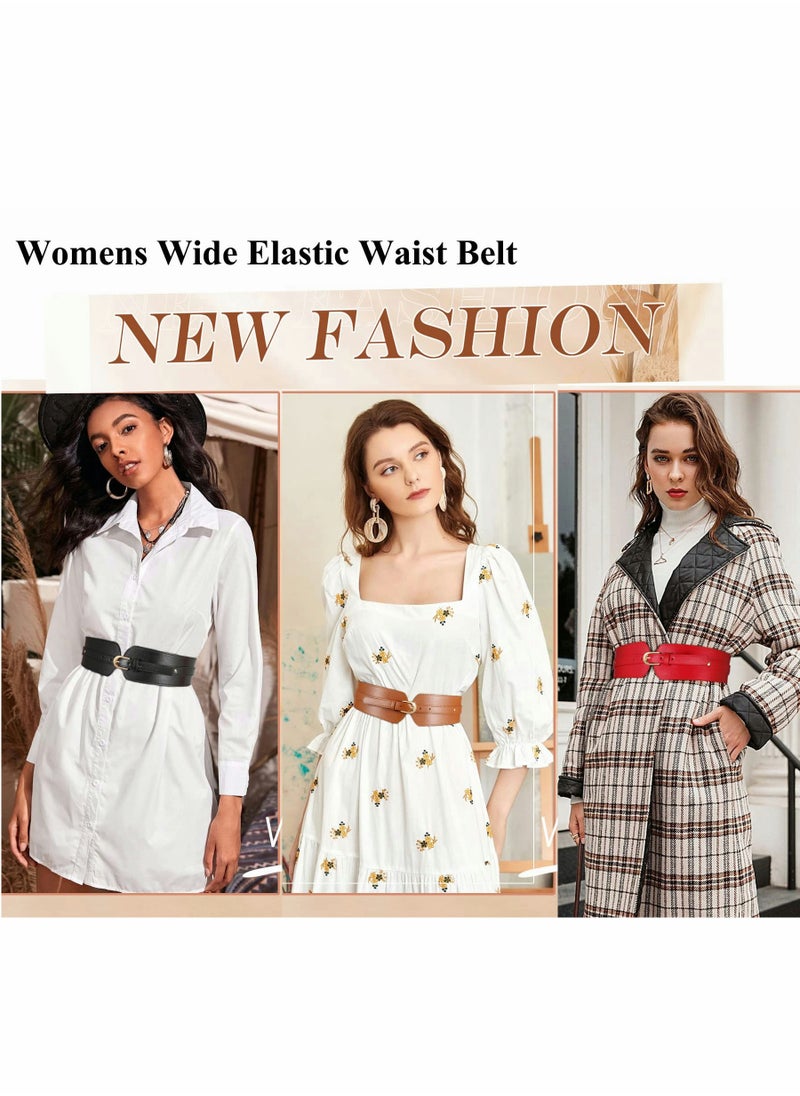 Excefore - Womens Wide Elastic Waist Belt,Ladies Stretch Cinch Belt for Dress with Fashion Layered Back - Image 1