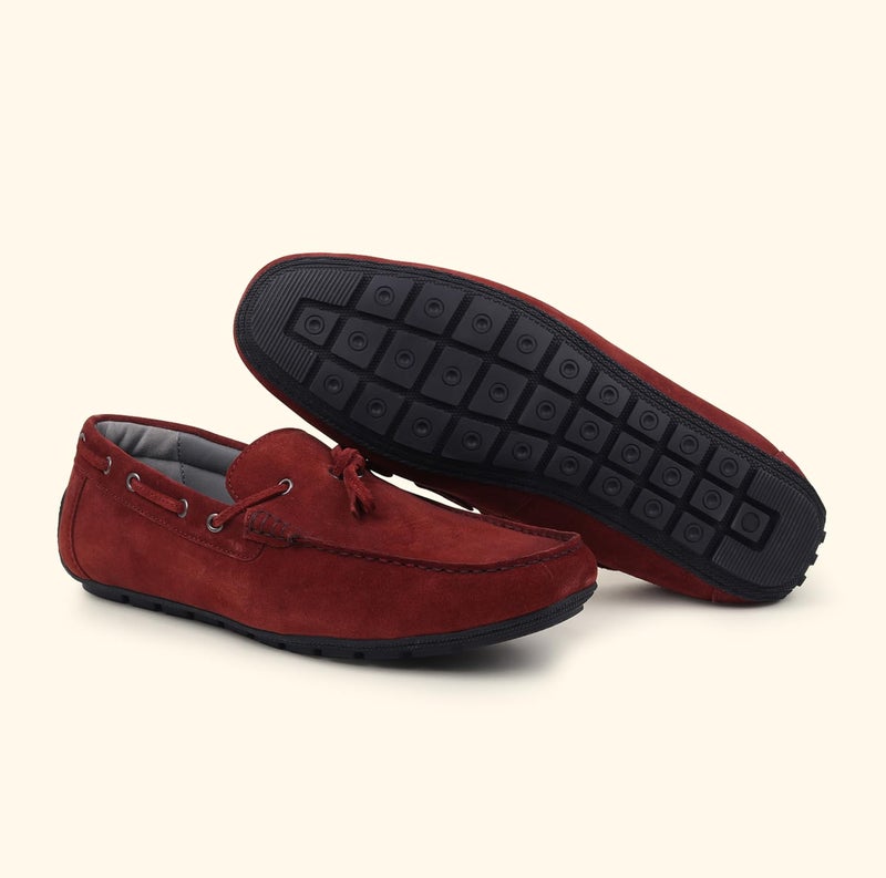 YOHO Lofos Men 006 | Suede Slip-On Loafers | Stylish, Flexible Shoes with Footpharma Footbed | Comfortable Party, Office & Casual Footwear | Maroon - UK 7 - Image 5