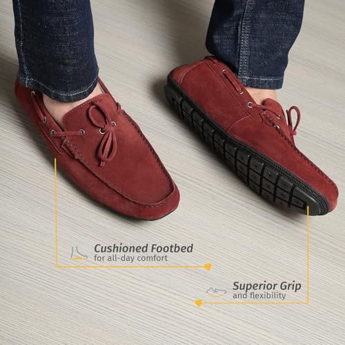 YOHO Lofos Men 006 | Suede Slip-On Loafers | Stylish, Flexible Shoes with Footpharma Footbed | Comfortable Party, Office & Casual Footwear | Maroon - UK 7 - Image 2