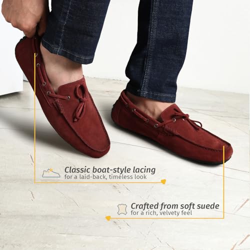 YOHO Lofos Men 006 | Suede Slip-On Loafers | Stylish, Flexible Shoes with Footpharma Footbed | Comfortable Party, Office & Casual Footwear | Maroon - UK 7 - Image 4