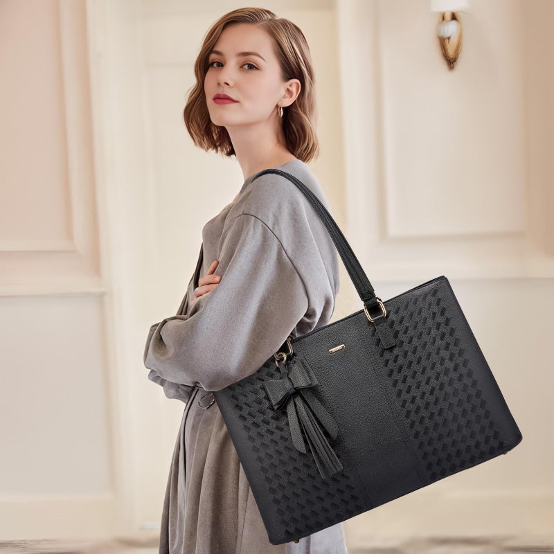 LOVEVOOK Laptop Tote Bag for Women 15.6 Inch Waterproof PU Leather Computer Bags for Business Office Work Briefcase - Image 2