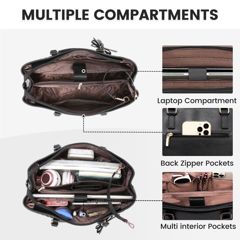 LOVEVOOK Laptop Tote Bag for Women 15.6 Inch Waterproof PU Leather Computer Bags for Business Office Work Briefcase - Image 4