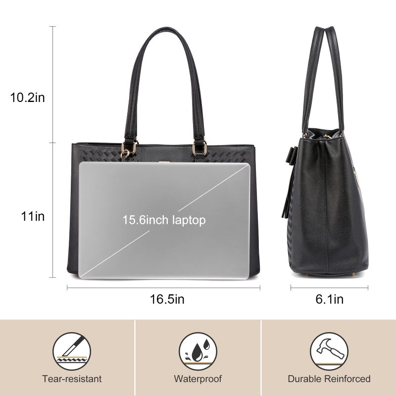 LOVEVOOK Laptop Tote Bag for Women 15.6 Inch Waterproof PU Leather Computer Bags for Business Office Work Briefcase - Image 3