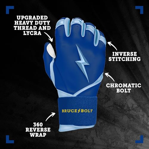 BRUCE BOLT Bear Series Long Cuff Batting Gloves Bear Mayer Collection TampaBlue Youth Medium - Image 3